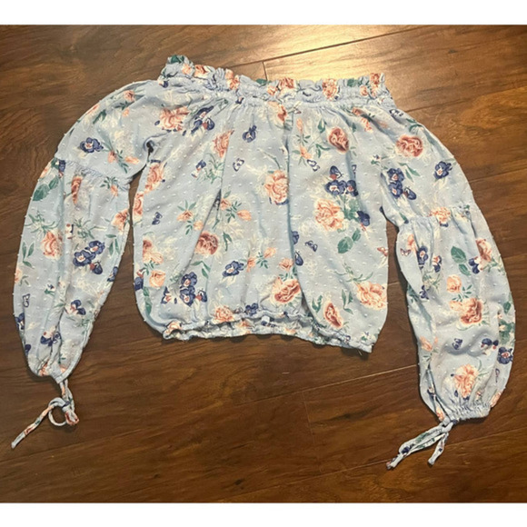 Derek Heart Long Sleeve‎ Floral Crop Top size medium - Picture 2 of 6